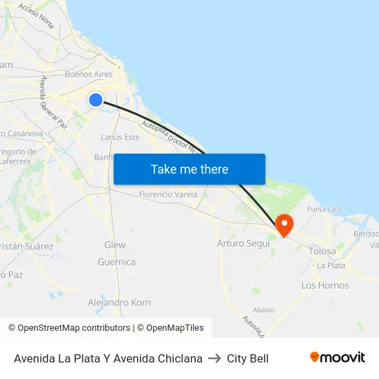 Avenida La Plata Y Avenida Chiclana to City Bell map