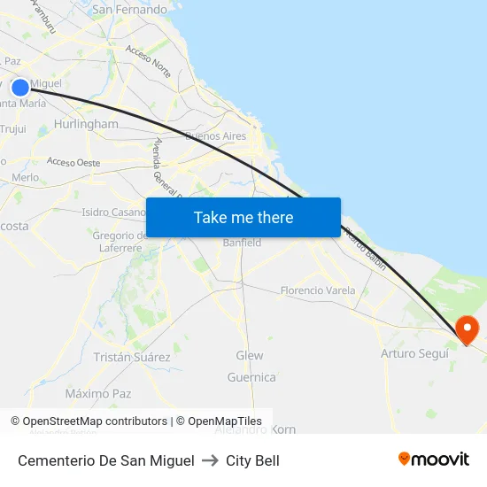Cementerio De San Miguel to City Bell map