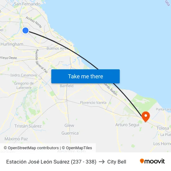 Estación José León Suárez (237 - 338) to City Bell map