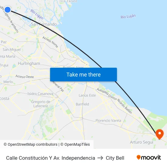 Calle Constitución Y Av. Independencia to City Bell map