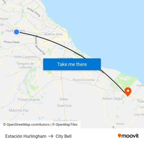 Estación Hurlingham to City Bell map