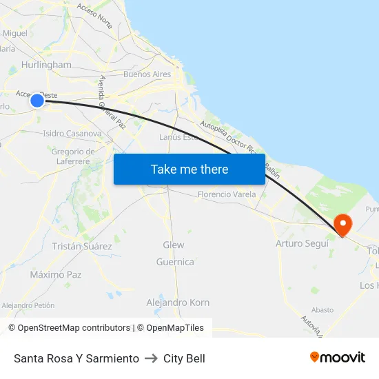 Santa Rosa Y Sarmiento to City Bell map