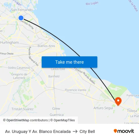 Av. Uruguay Y Av. Blanco Encalada to City Bell map