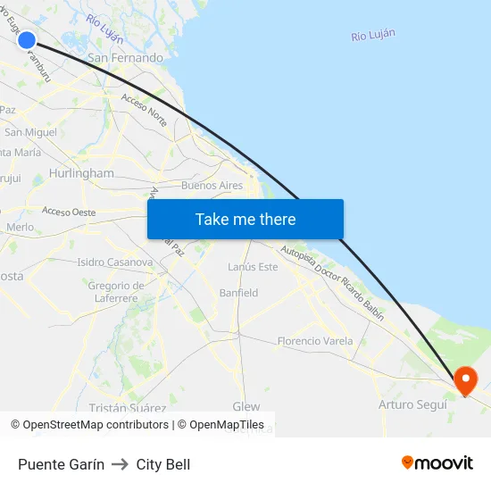 Puente Garín to City Bell map