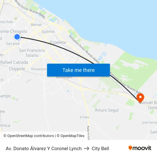 Av. Donato Álvarez Y Coronel Lynch to City Bell map