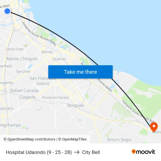 Hospital Udaondo (9 - 25 - 28) to City Bell map