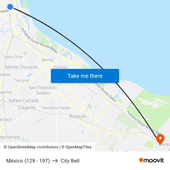México (129 - 197) to City Bell map