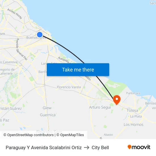 Paraguay Y Avenida Scalabrini Ortiz to City Bell map
