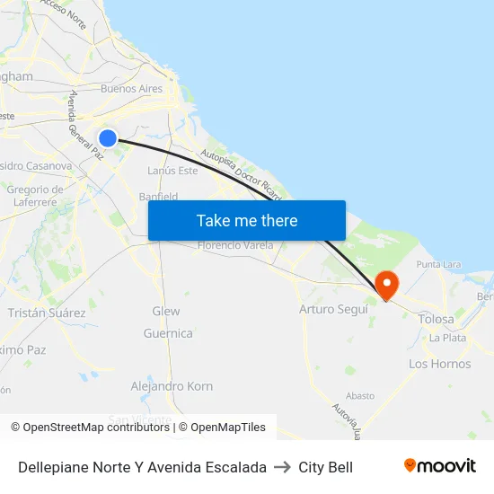 Dellepiane Norte Y Avenida Escalada to City Bell map