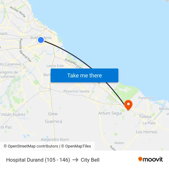 Hospital Durand (105 - 146) to City Bell map