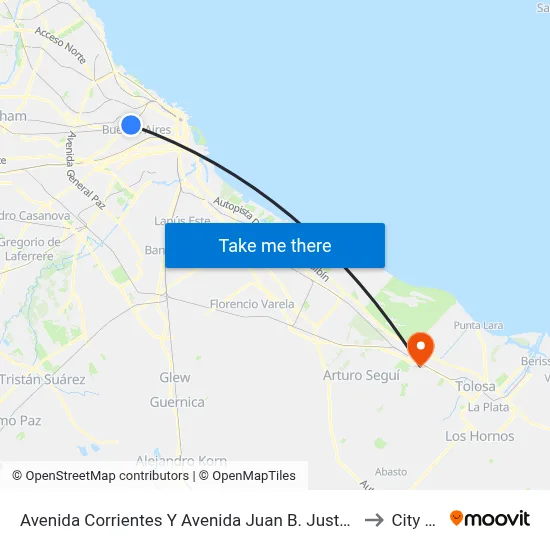 Avenida Corrientes Y Avenida Juan B. Justo (65 - 127) to City Bell map