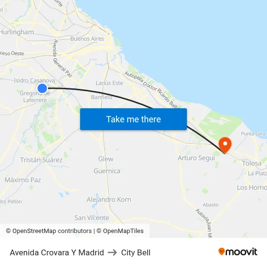 Avenida Crovara Y Madrid to City Bell map