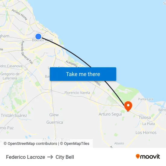Federico Lacroze to City Bell map