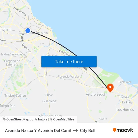 Avenida Nazca Y Avenida Del Carril to City Bell map