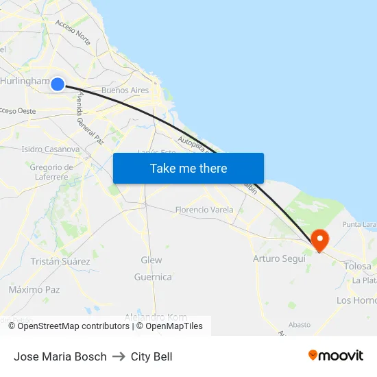 Jose Maria Bosch to City Bell map