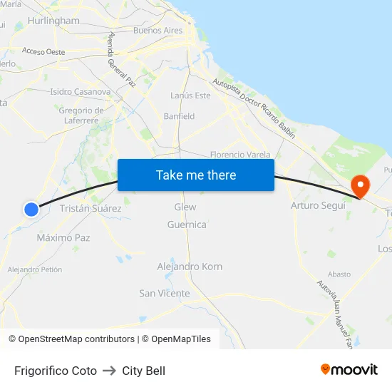 Frigorifico Coto to City Bell map