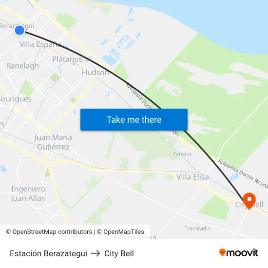 Estación Berazategui to City Bell map