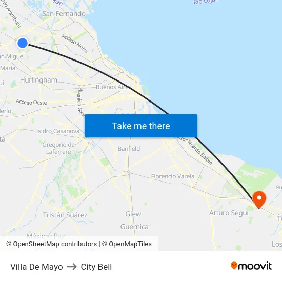 Villa De Mayo to City Bell map