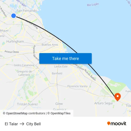 El Talar to City Bell map