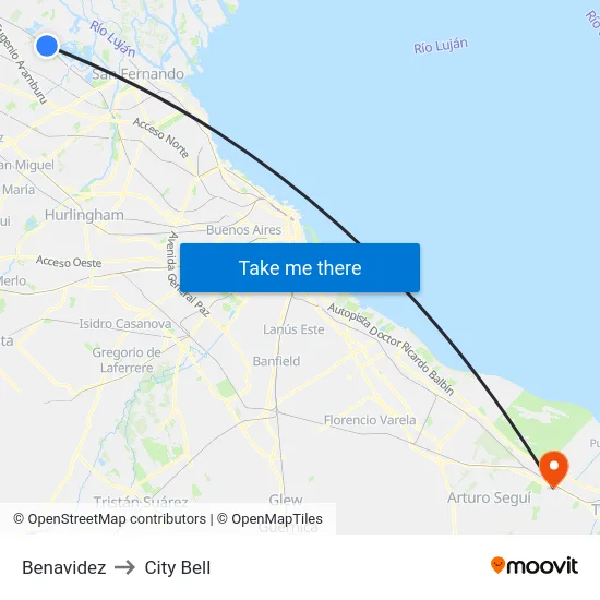 Benavidez to City Bell map