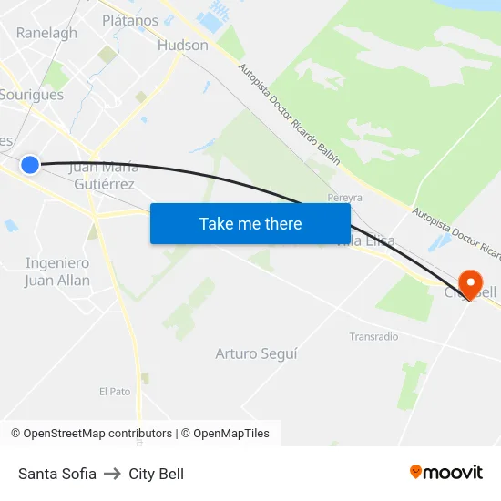 Santa Sofia to City Bell map