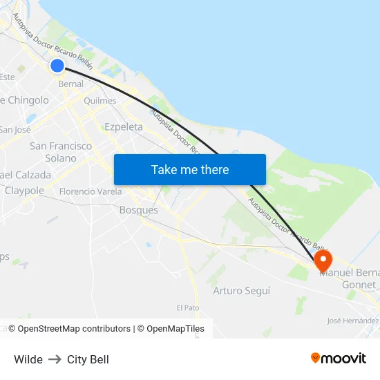 Wilde to City Bell map