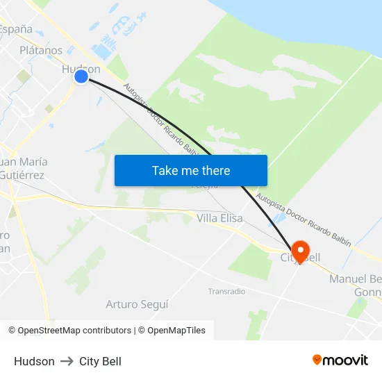 Hudson to City Bell map