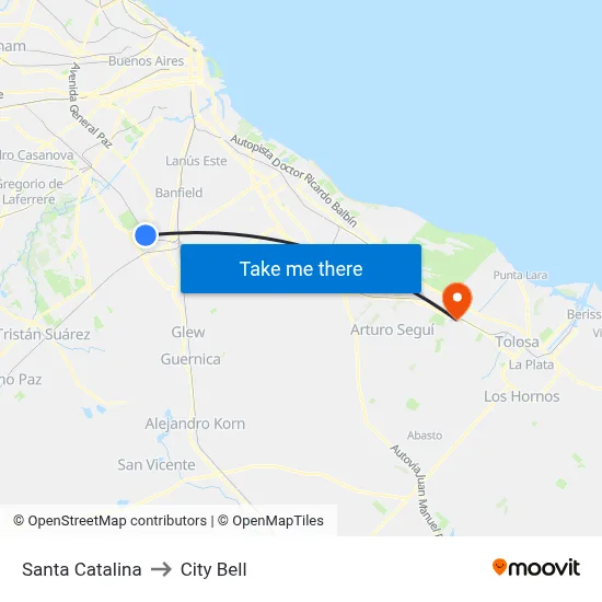 Santa Catalina to City Bell map