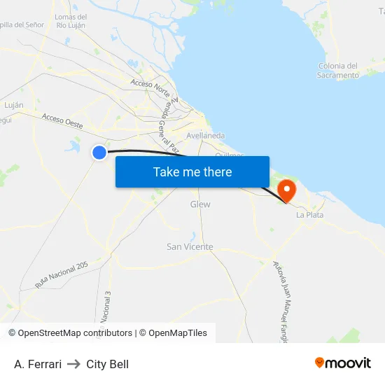 A. Ferrari to City Bell map