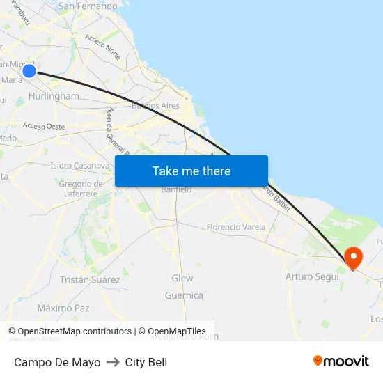 Campo De Mayo to City Bell map