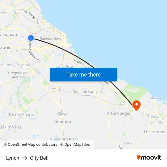 Lynch to City Bell map