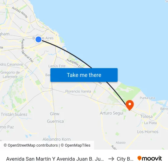 Avenida San Martín Y Avenida Juan B. Justo to City Bell map