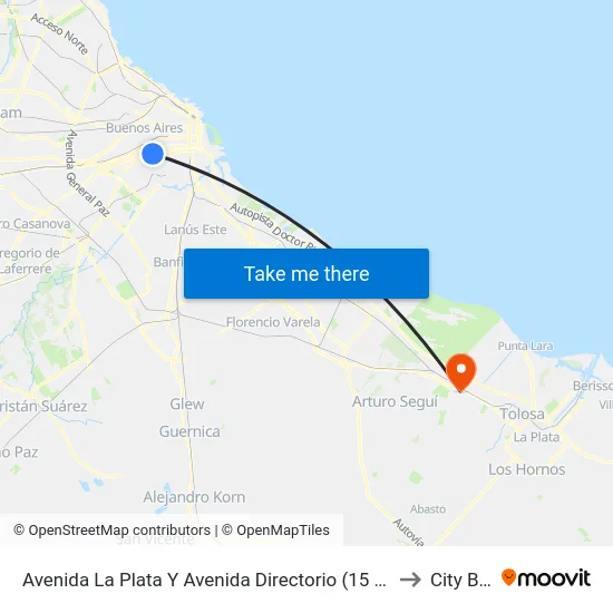 Avenida La Plata Y Avenida Directorio (15 - 119) to City Bell map