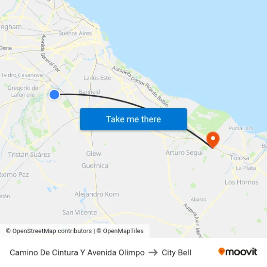 Camino De Cintura Y Avenida Olimpo to City Bell map