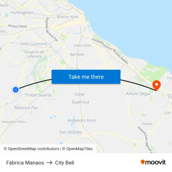 Fábrica Manaos to City Bell map