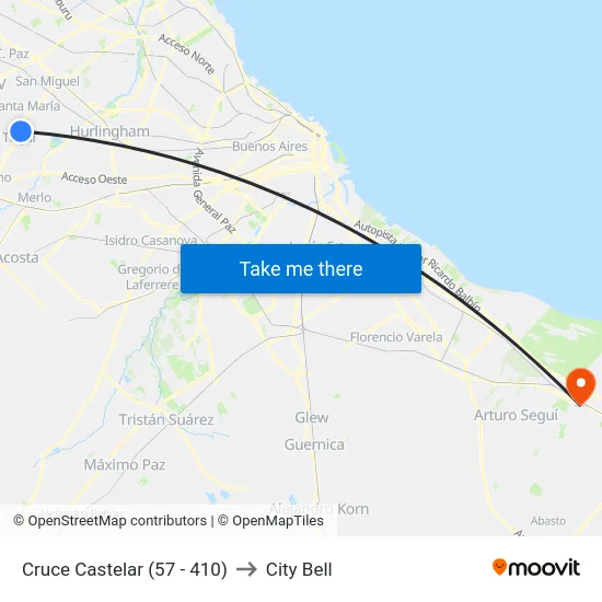Cruce Castelar (57 - 410) to City Bell map