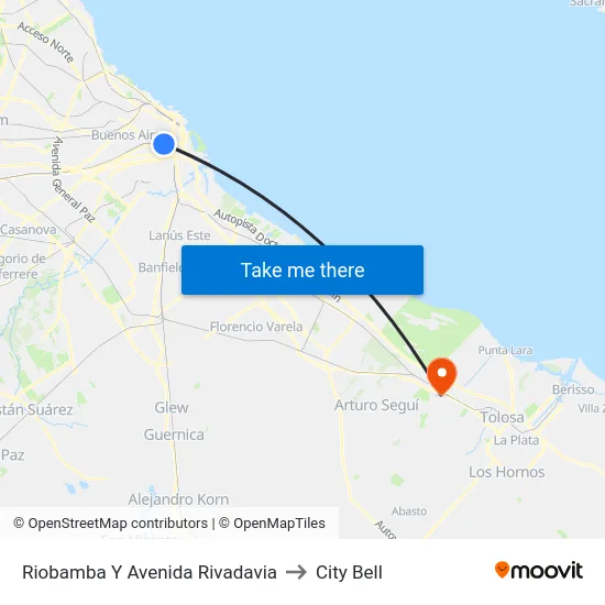 Riobamba Y Avenida Rivadavia to City Bell map