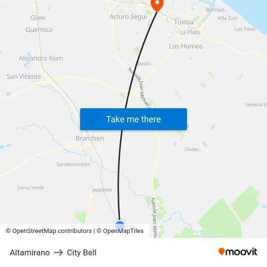 Altamirano to City Bell map