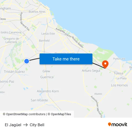 El Jagüel to City Bell map