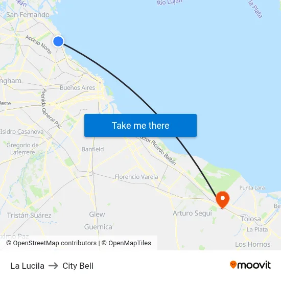 La Lucila to City Bell map