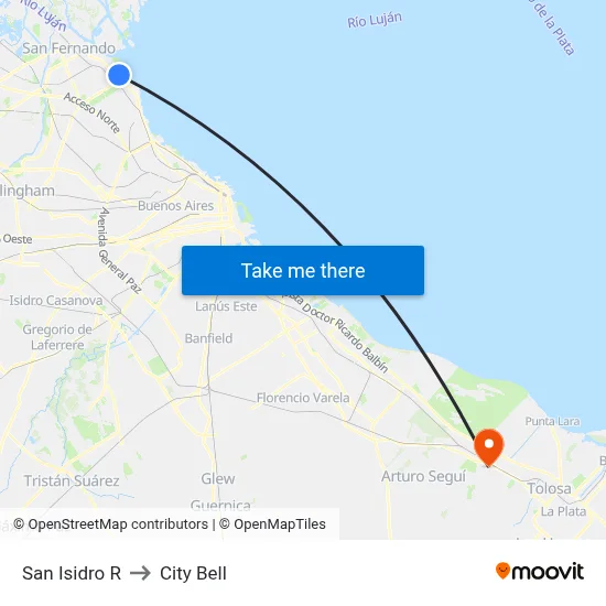 San Isidro R to City Bell map
