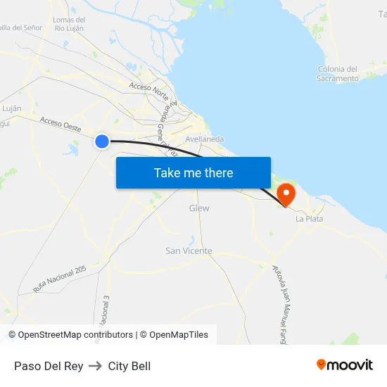 Paso Del Rey to City Bell map