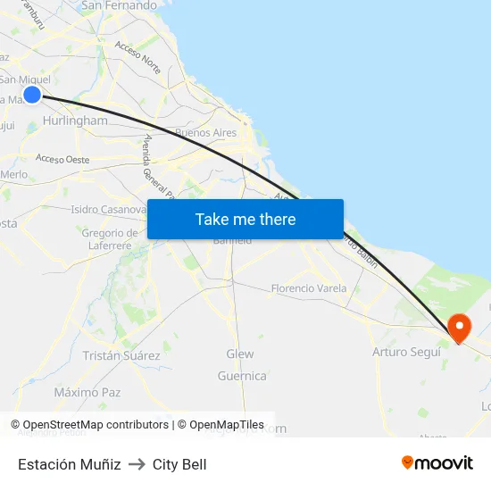 Estación Muñiz to City Bell map