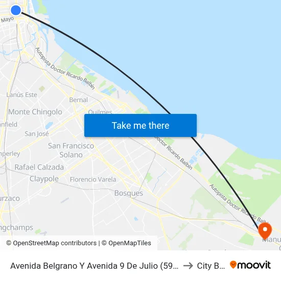Avenida Belgrano Y Avenida 9 De Julio (59 - 98) to City Bell map