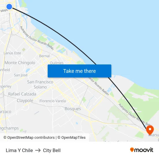 Lima Y Chile to City Bell map