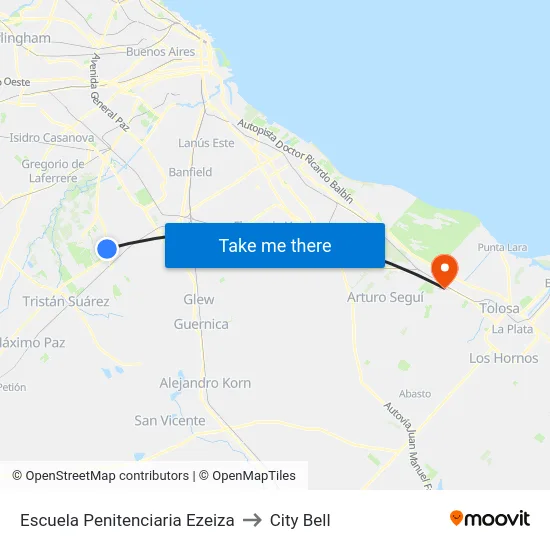 Escuela Penitenciaria Ezeiza to City Bell map