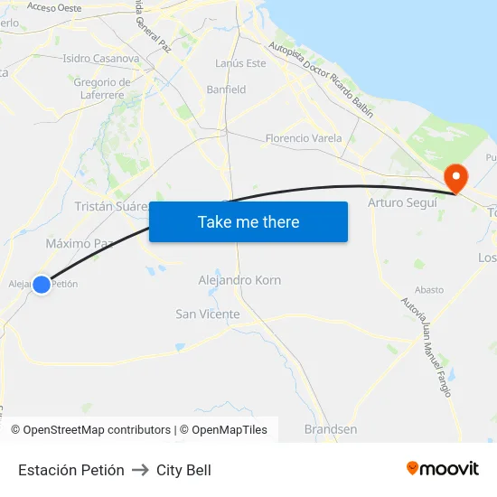 Estación Petión to City Bell map