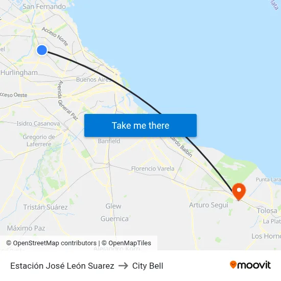 Estación José León Suarez to City Bell map