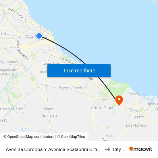 Avenida Córdoba Y Avenida Scalabrini Ortiz (151 - 168) to City Bell map