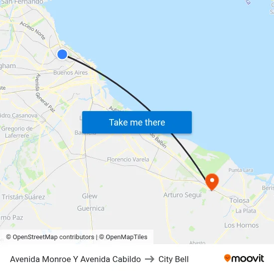 Avenida Monroe Y Avenida Cabildo to City Bell map